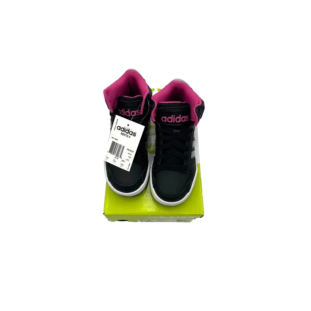 Adidas Neo Kids High Top Sneakers Size 11K Style BB9TIS K Black Gray Pink White - Picture 4 of 5